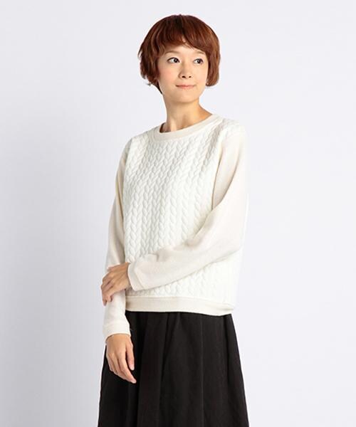 DOUBLE NAME（ダブルネーム）の「ふくれジャカードプルオーバー（トップス・レディース・ブラック/キナリ/杢グレー/ミント・FREE）」の4枚目の写真