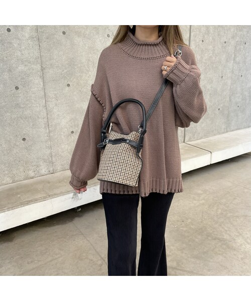 copine(コピン)の「バックスリットデザイン!ハンドステッチゆるニット(2color)(ニット/セーター・レディース・モカ・ワンサイズ)」の1枚目の写真