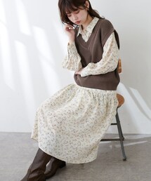 natural couture | リブ切替えハイウエストシャツワンピース(ワンピース)