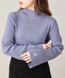 ミエコ　ウエサコ刺繍ハイネックセーター sakishimatokyo ニット セーター コード刺繍風 モックネック