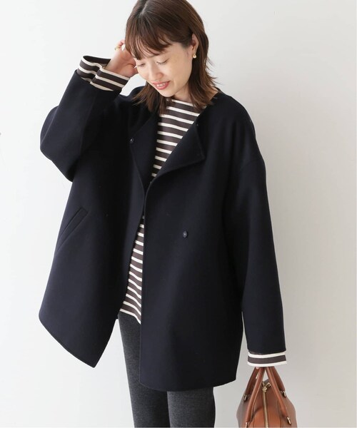 SLOBE IENA HAMILTONダブルフェイスショートコート グレー SLOBE IENA