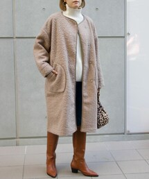 Sheson | ブークレーパイピングノーカラーコート(ノーカラーコート)