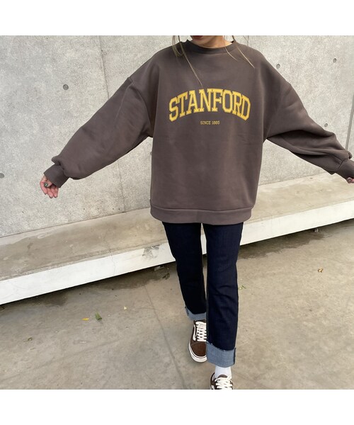 copine(コピン)の「裏起毛カレッジロゴスウェット(3color)(スウェット・レディース・オートミール/ネイビー/スミクロ・ワンサイズ)」の2枚目の写真