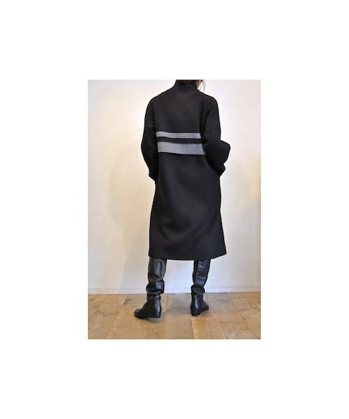 blanc basque(ブランバスク)の「バックニットコート(ステンカラーコート・レディース・ブラック/グレー・one)」の1枚目の写真