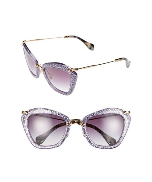 miu miu（ミュウミュウ）の「Miu Miu 55mm Glitter Sunglasses（サングラス・レディース・Pink/Lavender）」の3枚目の写真