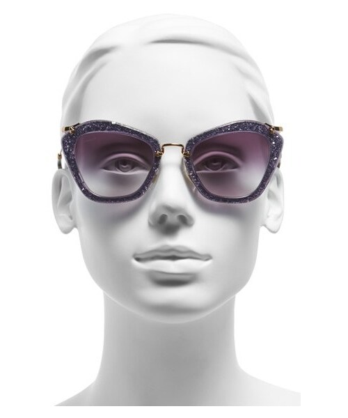 miu miu（ミュウミュウ）の「Miu Miu 55mm Glitter Sunglasses（サングラス・レディース・Pink/Lavender）」の2枚目の写真