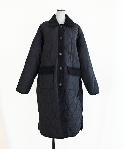 Marient（マリエント）の「コーデュカラーキルティングロングコート（ダウンジャケット/コート・レディース・ベージュ/ブラック・FREE）」の2枚目の写真