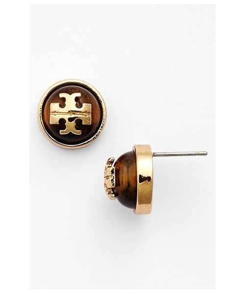 TORY BURCH(トリーバーチ)の「Tory Burch 'Patty' Stud Earrings(ピアス(両耳用)・レディース・Tiger Eye/ Shiny Brass)」の3枚目の写真
