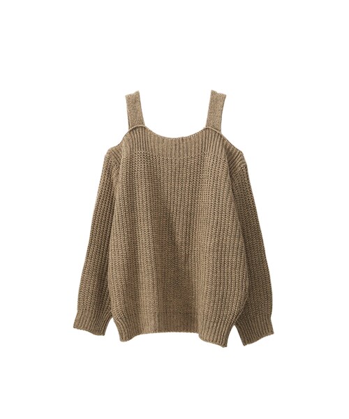 gracegift(グレースギフト)の「浪漫秋分 韓國露肩粗針織上衣(その他・レディース・棕/黑・F)」の2枚目の写真