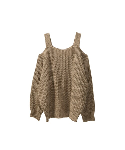 gracegift(グレースギフト)の「浪漫秋分 韓國露肩粗針織上衣(その他・レディース・棕/黑・F)」の1枚目の写真