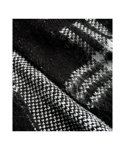 gracegift（グレースギフト）の「黑白格纹厚針織開襟外套（ジャケット/アウター・レディース・黑・F）」の3枚目の写真