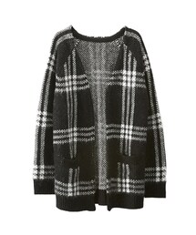 gracegift | 黑白格纹厚針織開襟外套(ジャケット/アウター)