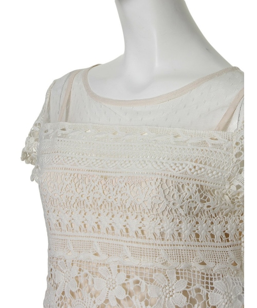 dazzlin（ダズリン）の「【W】シースルーレイヤードマキシワンピース（ワンピース/ドレス・レディース・ホワイト/アイボリー/ブラック・F）」の7枚目の写真