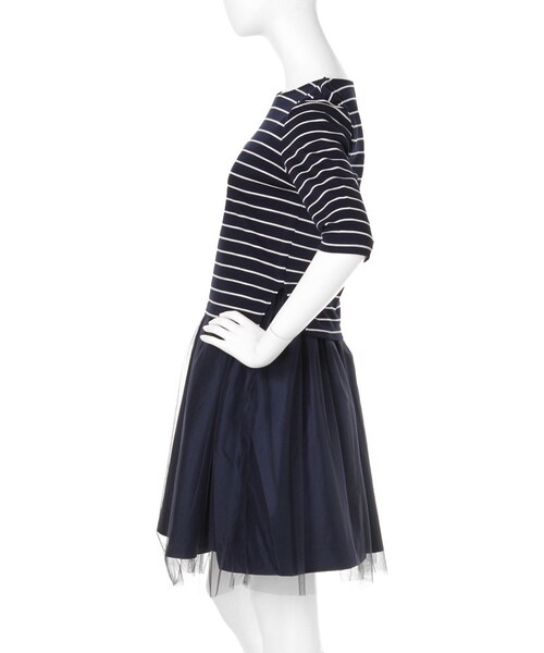 dazzlin（ダズリン）の「【W】カットボーダーコンビワンピース（ワンピース/ドレス・レディース・グレー/ネイビー/ベージュ・S/M）」の5枚目の写真