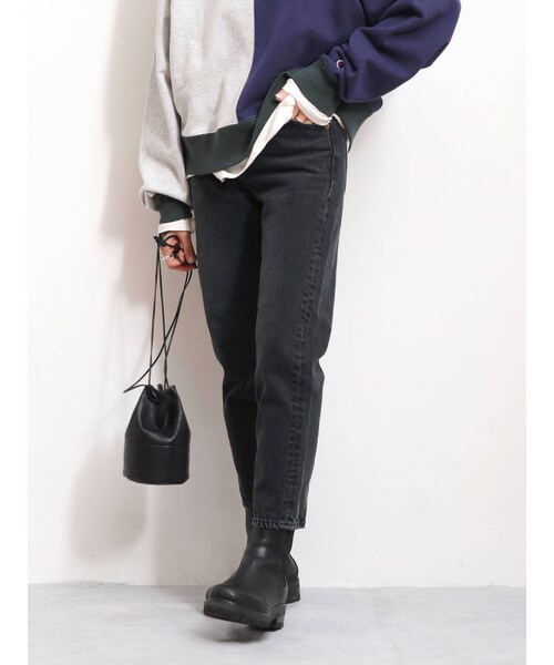 Ungrid（アングリッド）の「ハイウエストスリムテーパードデニム（デニムパンツ・ブルー/ブラック・24ｲﾝﾁ/25ｲﾝﾁ/26ｲﾝﾁ）」の2枚目の写真