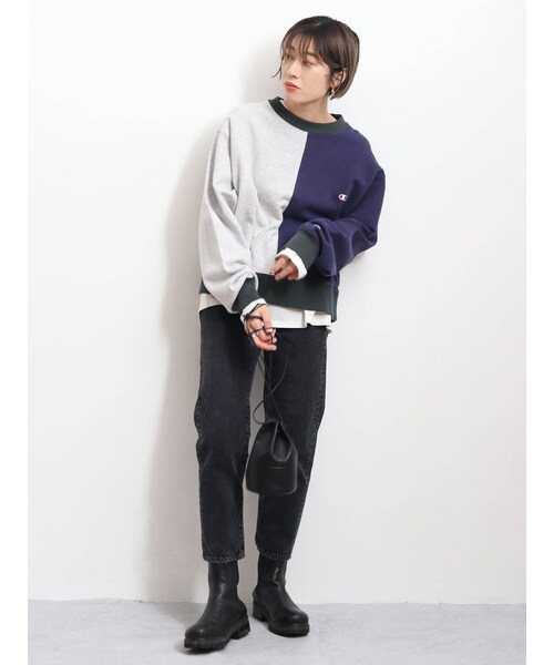 Ungrid（アングリッド）の「ハイウエストスリムテーパードデニム（デニムパンツ・ブルー/ブラック・24ｲﾝﾁ/25ｲﾝﾁ/26ｲﾝﾁ）」の4枚目の写真