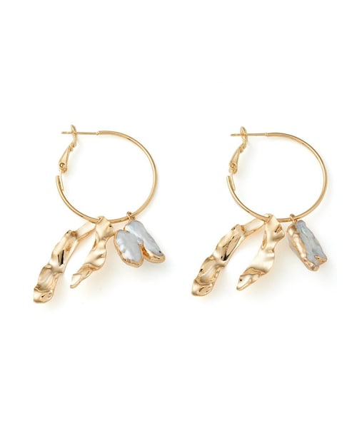 GRL(グレイル)の「変形プレート&天然石フープピアス(ピアス(両耳用)・レディース・ゴールド・F)」の1枚目の写真