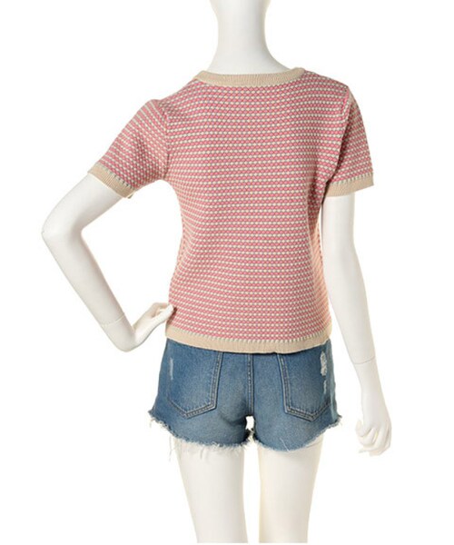 dazzlin（ダズリン）の「【dazzlin】ミックスジャガード半袖TOPS（トップス・レディース・ピンク/グリーン/ネイビー・S/M）」の6枚目の写真