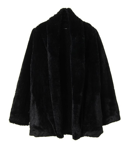 EMODA（エモダ）の「ショールカラーボアCO（ジャケット/アウター・レディース・ホワイト/ブラック/キャメル・F）」の2枚目の写真