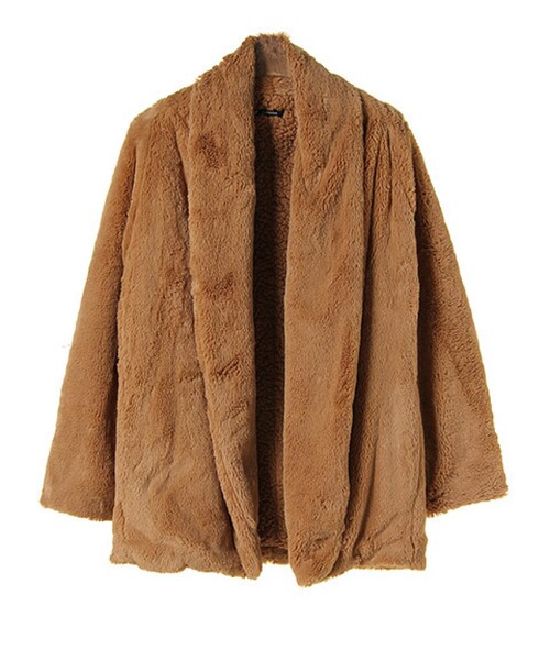 EMODA（エモダ）の「ショールカラーボアCO（ジャケット/アウター・レディース・ホワイト/ブラック/キャメル・F）」の3枚目の写真