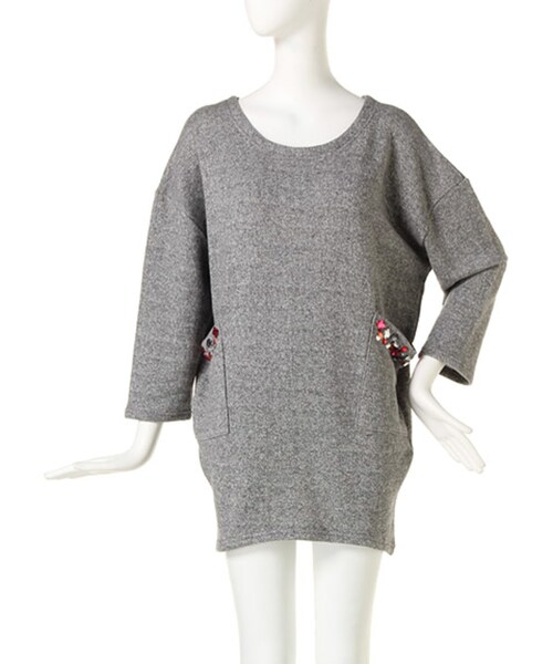 EVRIS（エヴリス）の「【CASUAL】スウェットビジューOP（ワンピース/ドレス・レディース・グレー/ブラック/ブルー・F）」の3枚目の写真