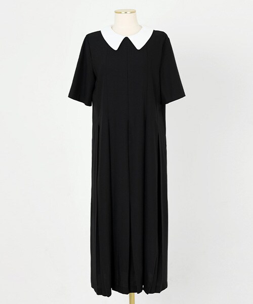 imvely（-）の「[IMVELY] 2WAY襟プリーツロングワンピース（ワンピース・レディース・그린・FREE0(ミニブリー/XS~M), FREE1(一般ブリー/XS~M)）」の2枚目の写真