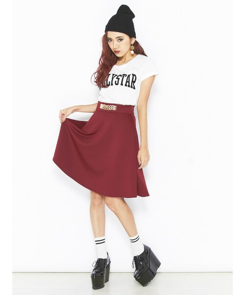 EVRIS（エヴリス）の「チェーンサーキュラーＳＫ（スカート・レディース・ブラック/ボルドー/グリーン・S/M）」の5枚目の写真