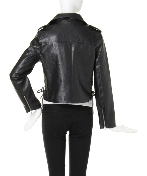 EVRIS（エヴリス）の「フェイクレザーライダースJK（ジャケット/アウター・レディース・ブラック・S/M）」の5枚目の写真