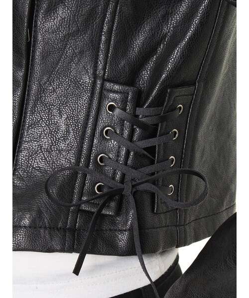 EVRIS（エヴリス）の「フェイクレザーライダースJK（ジャケット/アウター・レディース・ブラック・S/M）」の9枚目の写真