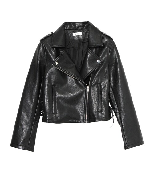 EVRIS（エヴリス）の「フェイクレザーライダースJK（ジャケット/アウター・レディース・ブラック・S/M）」の11枚目の写真