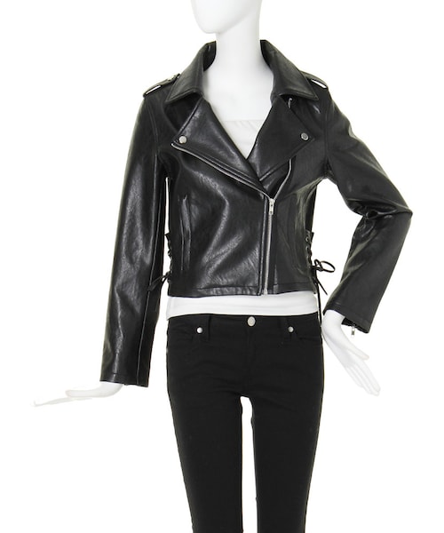 EVRIS（エヴリス）の「フェイクレザーライダースJK（ジャケット/アウター・レディース・ブラック・S/M）」の3枚目の写真