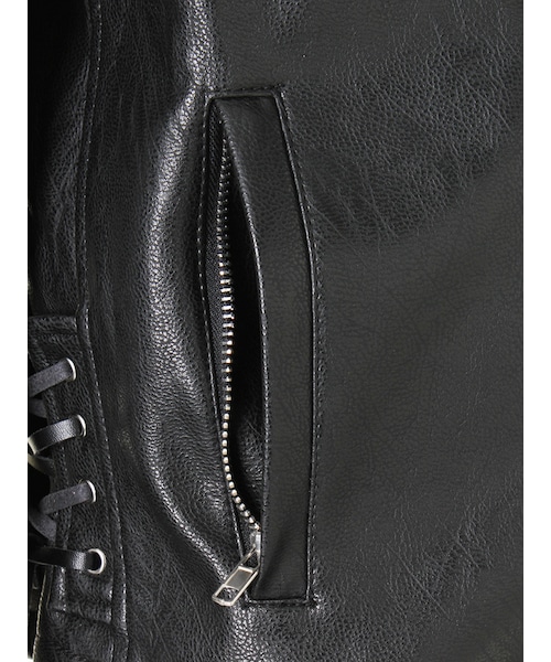 EVRIS（エヴリス）の「フェイクレザーライダースJK（ジャケット/アウター・レディース・ブラック・S/M）」の10枚目の写真
