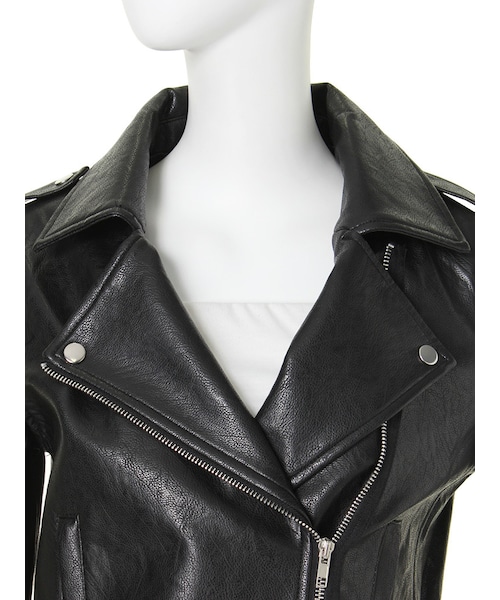 EVRIS（エヴリス）の「フェイクレザーライダースJK（ジャケット/アウター・レディース・ブラック・S/M）」の6枚目の写真