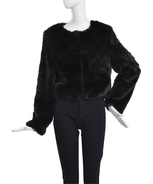 EVRIS（エヴリス）の「フェイクファーショートコート（ジャケット/アウター・レディース・グレー/ブラック・F）」の5枚目の写真