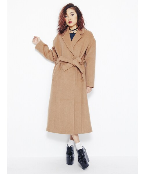 EVRIS（エヴリス）の「ウールロングコート（ジャケット/アウター・レディース・グレー/ブラック/ベージュ・F）」の5枚目の写真