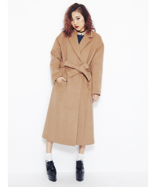 EVRIS（エヴリス）の「ウールロングコート（ジャケット/アウター・レディース・グレー/ブラック/ベージュ・F）」の4枚目の写真