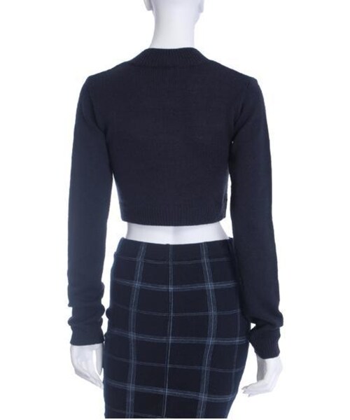 GYDA（ジェイダ）の「シンプルタートルニットTOPS（トップス・レディース・グレー/ブラック/ダークオレンジ/ネイビー・F）」の12枚目の写真