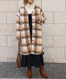 Sheson | シープボアパイピングチェックコート(その他アウター)