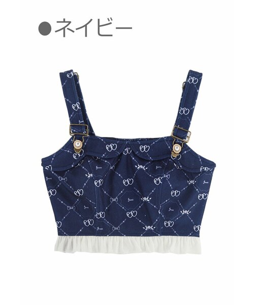 Bobon21(ボボンニジュウイチ)の「ダブルハートフリル付きミニビスチェ(ベスト・レディース・レッド/ブルー・S/M/L)」の2枚目の写真