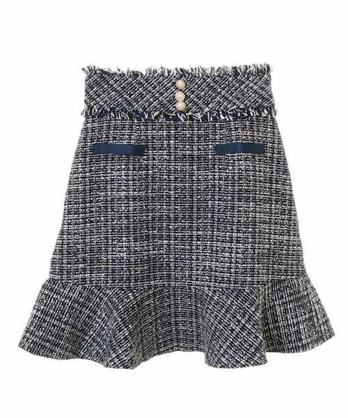 31 Sons de mode（トランテアン　ソン　ドゥ　モード）の「【ComingSoon…】裾フリルツイードミニスカート《予約アイテム》（スカート・レディース・ブラック/オフホワイト/ネイビー・36/38）」の3枚目の写真