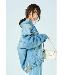 ダメージデニムブルゾン