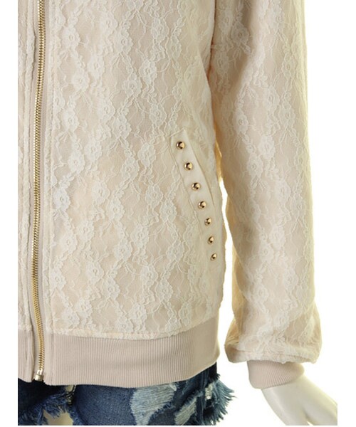 jouetie(ジュエティ)の「【MODE CASUAL】リバーシブルスタッズライトブルゾン(ジャケット/アウター・レディース・オフホワイト/ピンク・M)」の10枚目の写真