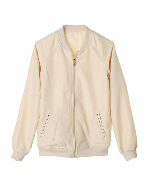 jouetie(ジュエティ)の「【MODE CASUAL】リバーシブルスタッズライトブルゾン(ジャケット/アウター・レディース・オフホワイト/ピンク・M)」の11枚目の写真