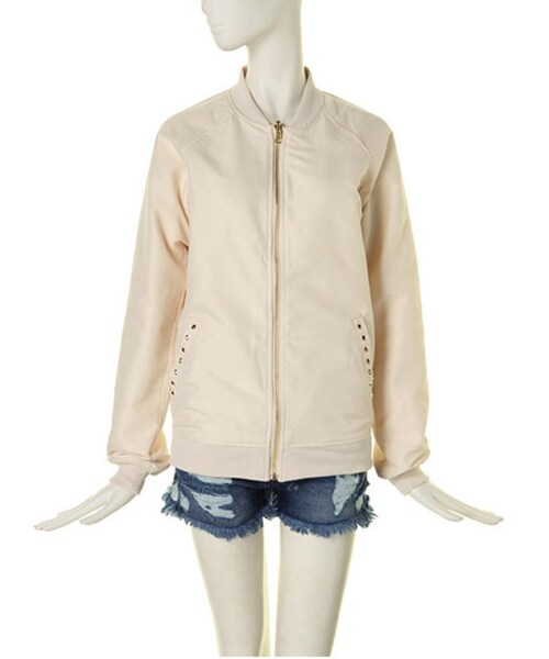 jouetie(ジュエティ)の「【MODE CASUAL】リバーシブルスタッズライトブルゾン(ジャケット/アウター・レディース・オフホワイト/ピンク・M)」の1枚目の写真