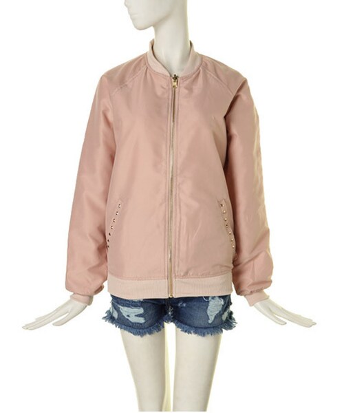 jouetie(ジュエティ)の「【MODE CASUAL】リバーシブルスタッズライトブルゾン(ジャケット/アウター・レディース・オフホワイト/ピンク・M)」の2枚目の写真