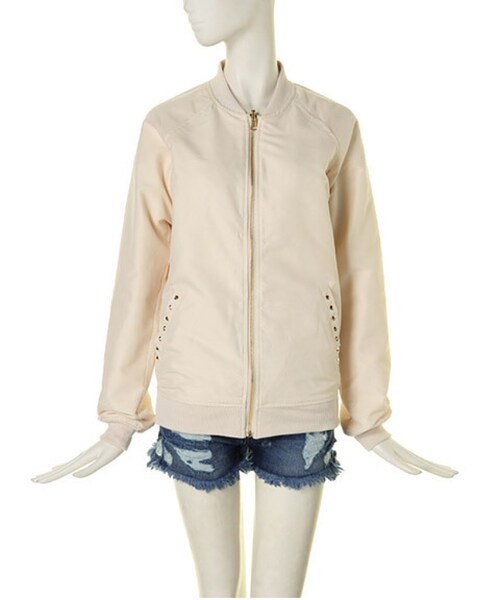 jouetie(ジュエティ)の「【MODE CASUAL】リバーシブルスタッズライトブルゾン(ジャケット/アウター・レディース・オフホワイト/ピンク・M)」の3枚目の写真