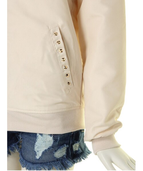 jouetie(ジュエティ)の「【MODE CASUAL】リバーシブルスタッズライトブルゾン(ジャケット/アウター・レディース・オフホワイト/ピンク・M)」の7枚目の写真