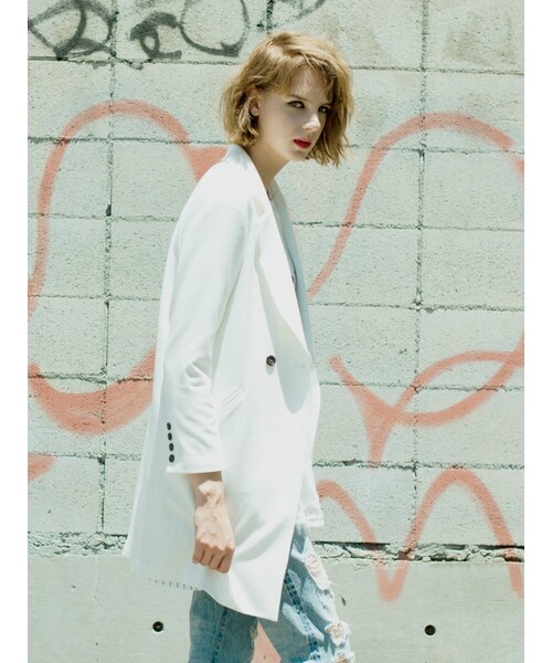 jouetie（ジュエティ）の「【LADY】ロングJK（ジャケット/アウター・レディース・オフホワイト/アイスブルー/ネイビー・M）」の5枚目の写真