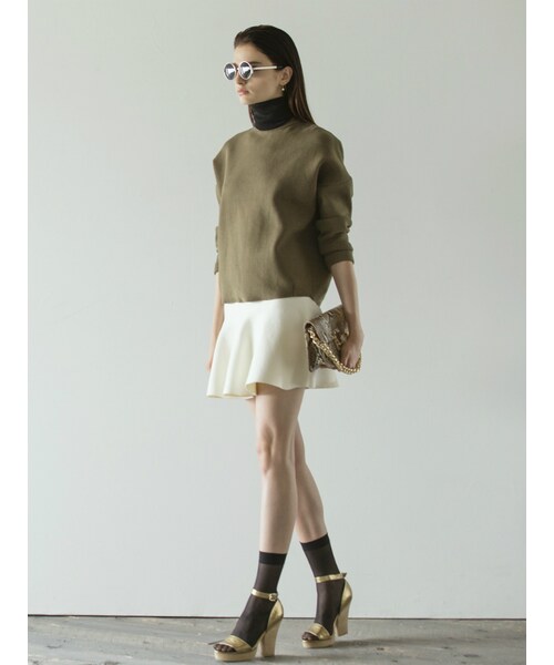 LAGUNAMOON（ラグナムーン）の「フォルムフレアニットスカート（スカート・レディース・ホワイト/ブラック/カーキ・S/M）」の5枚目の写真