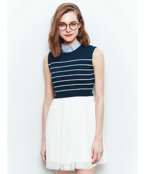 LAGUNAMOON（ラグナムーン）の「【CASUAL】ベーシックcollar（トップス・レディース・ホワイト/アイスブルー・F）」の7枚目の写真